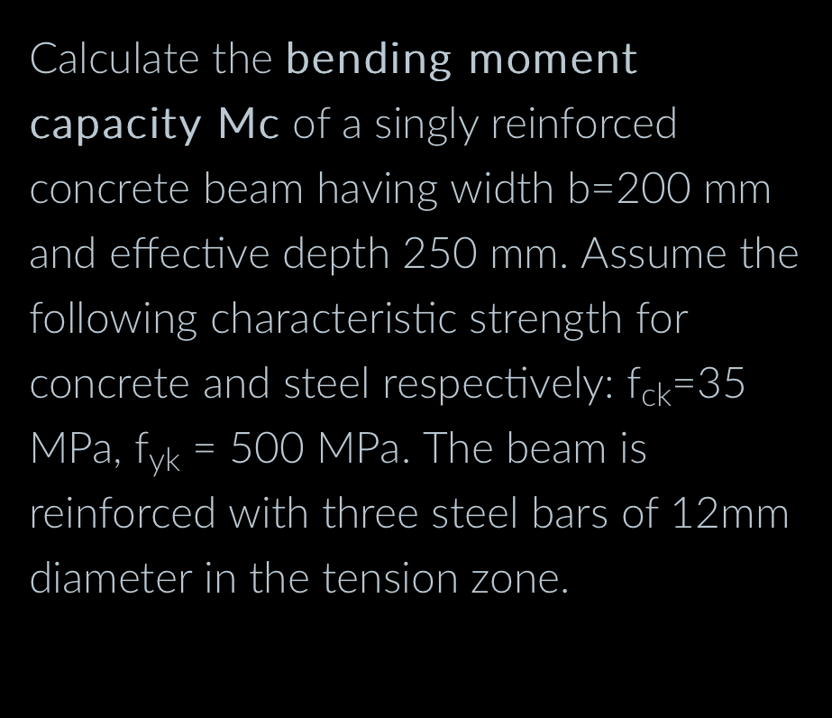 Calculate the bending moment capacity Mc of a