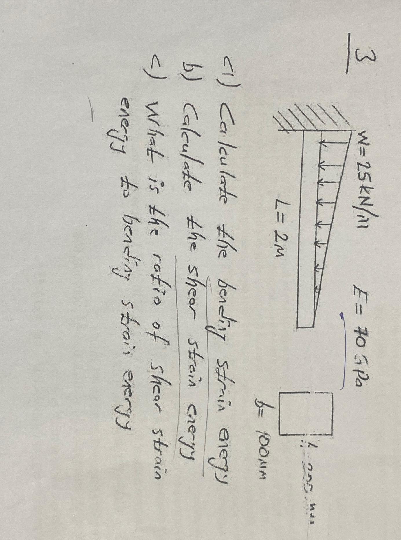3 c ) Calculate the bendiy strin enegy b )