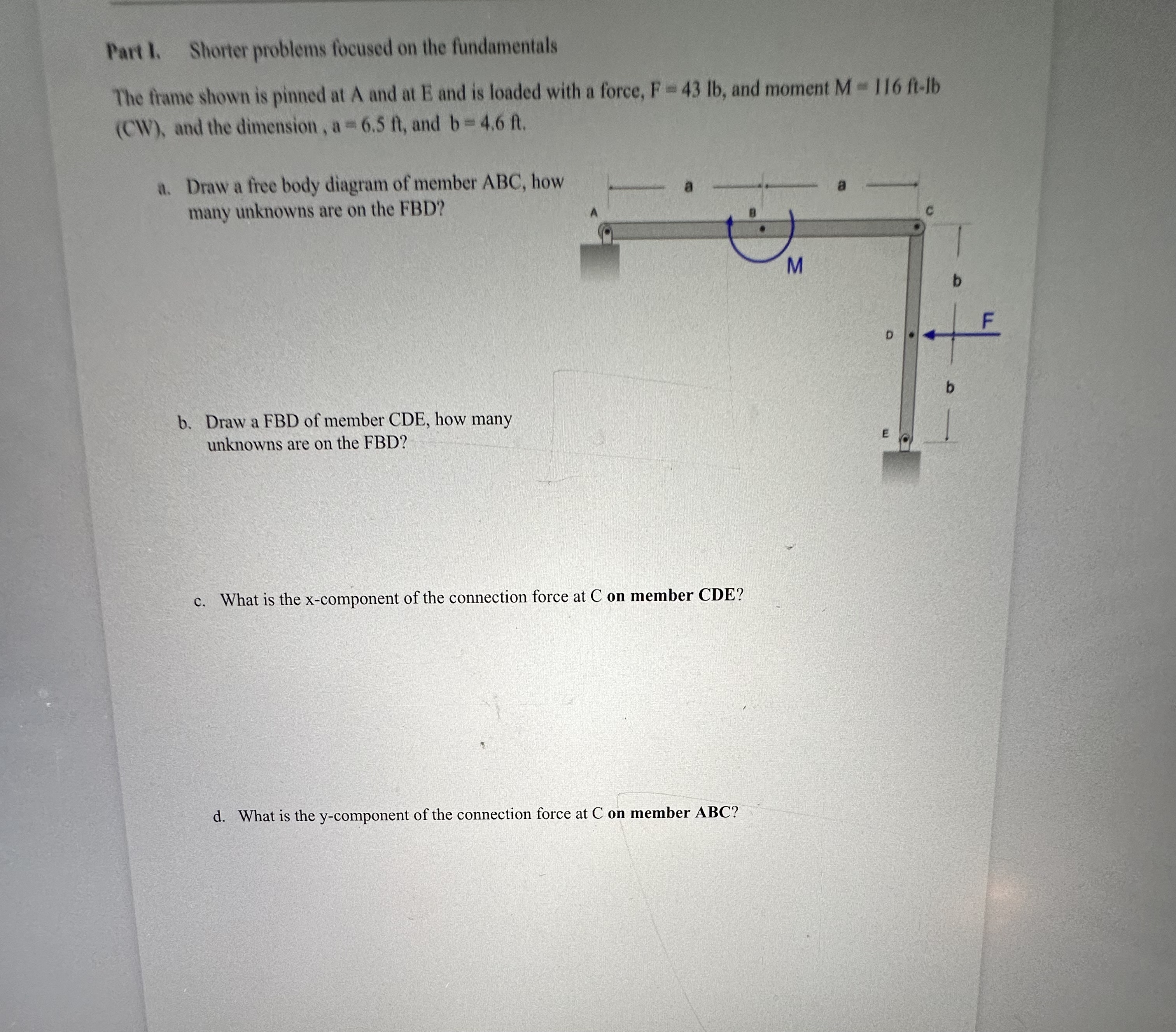Part 1 . Shorter problems focused on the