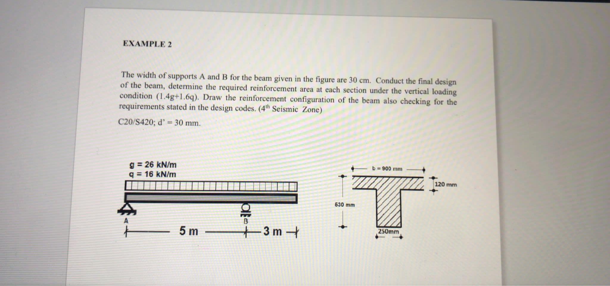 EXAMPLE 2 The width of supports A and B for the
