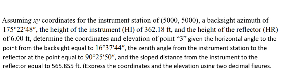Assuming x y coordinates for the instrument