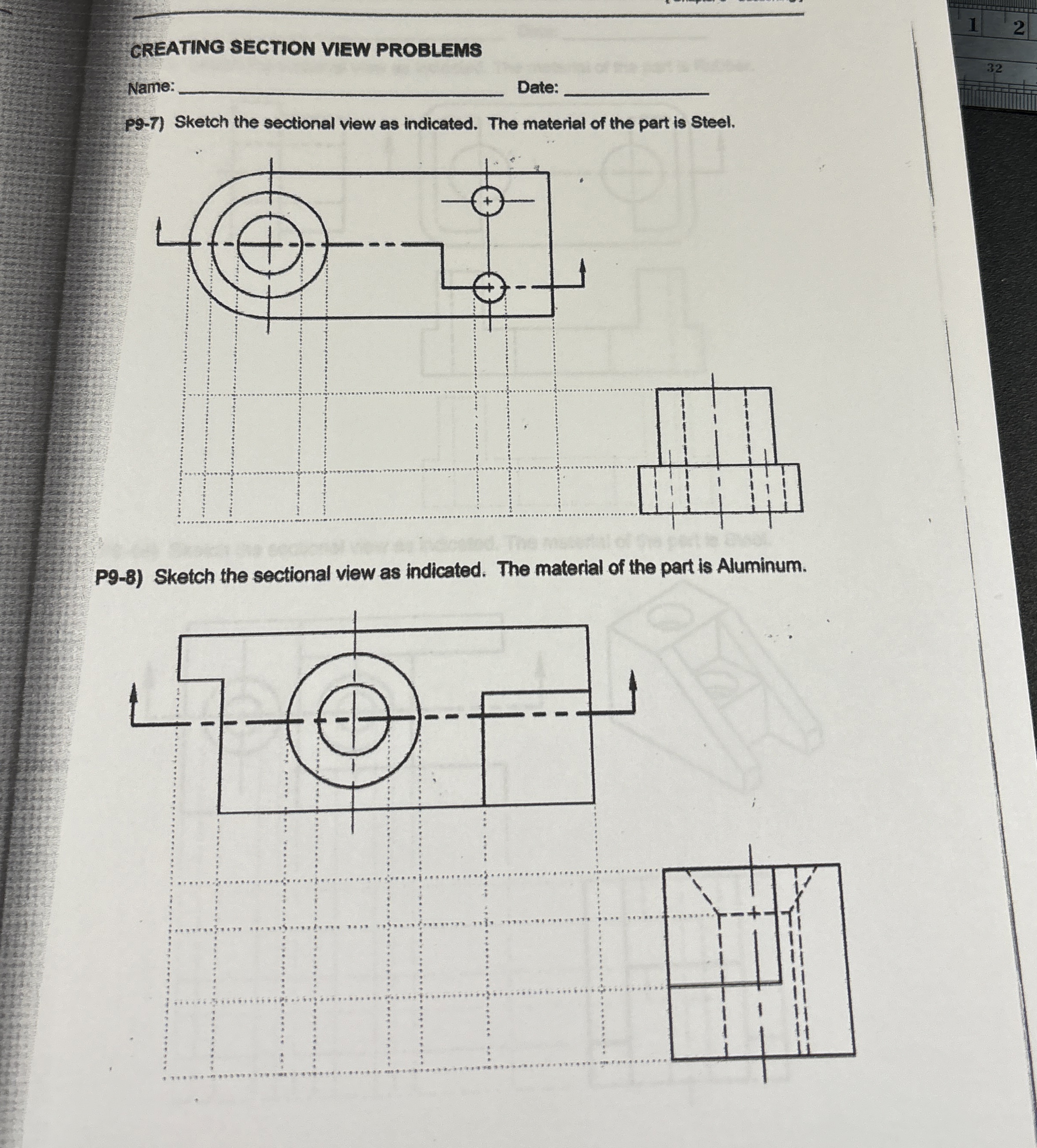 CREATING SECTION VIEW PROBLEMS Name: Date: p 9 -
