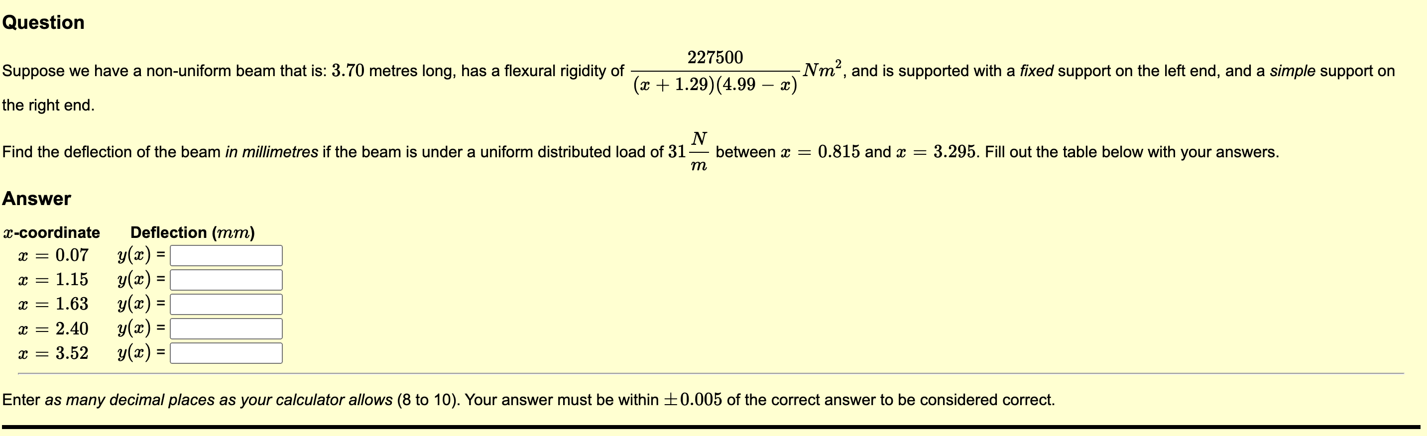 Question Suppose we have a non - uniform beam
