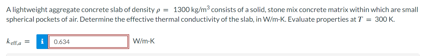 A lightweight aggregate concrete slab of density
