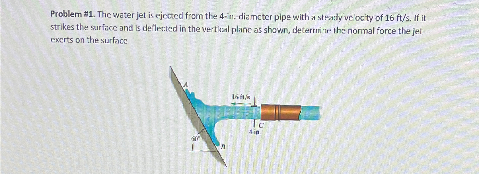 Problem # 1 . The water jet is ejected from the 4