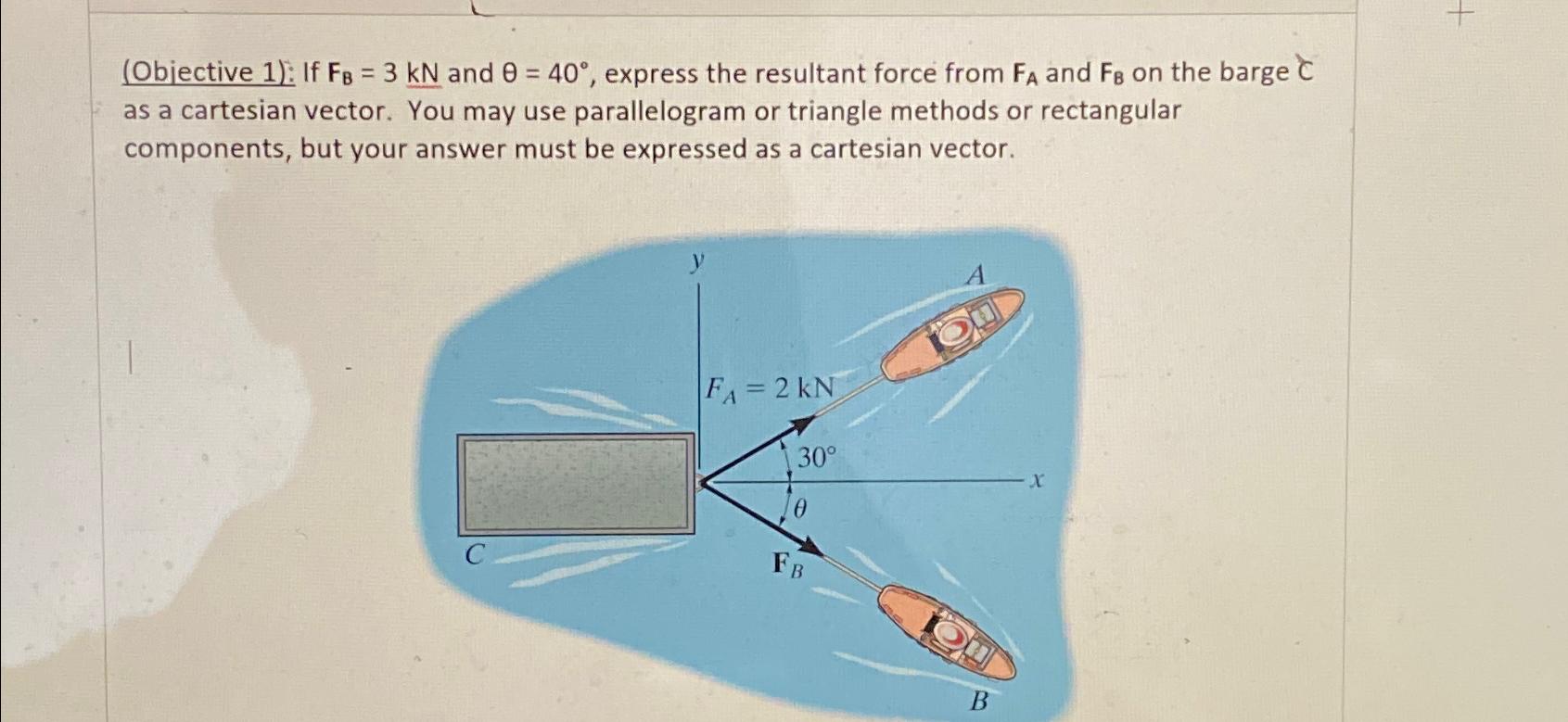 ( Objective 1 ) : If F B = 3 k N and = 4 0 ,