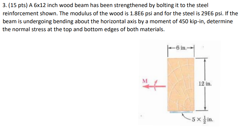 ( 1 5 pts ) A 6 1 2 inch wood beam has been