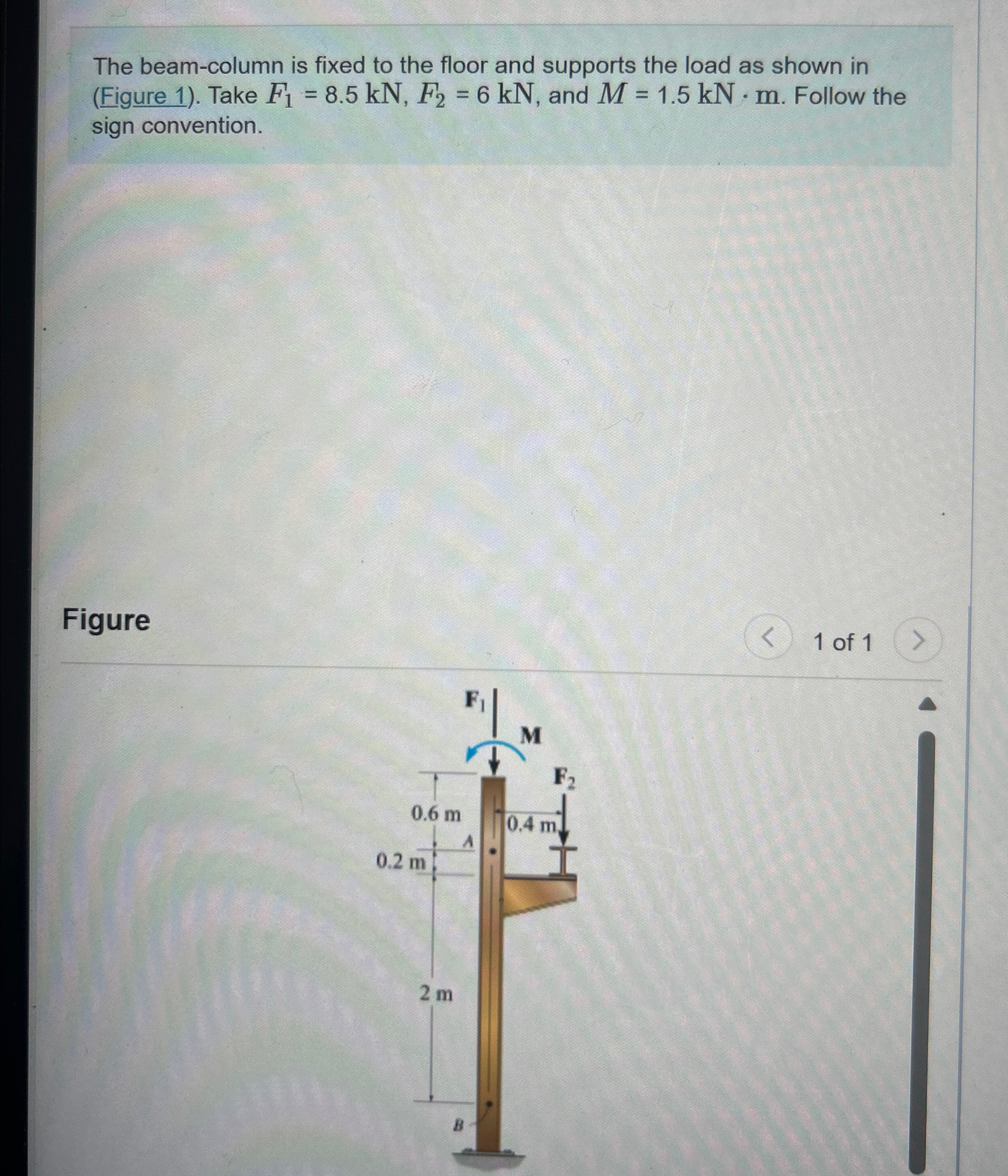 The beam - column is fixed to the floor and