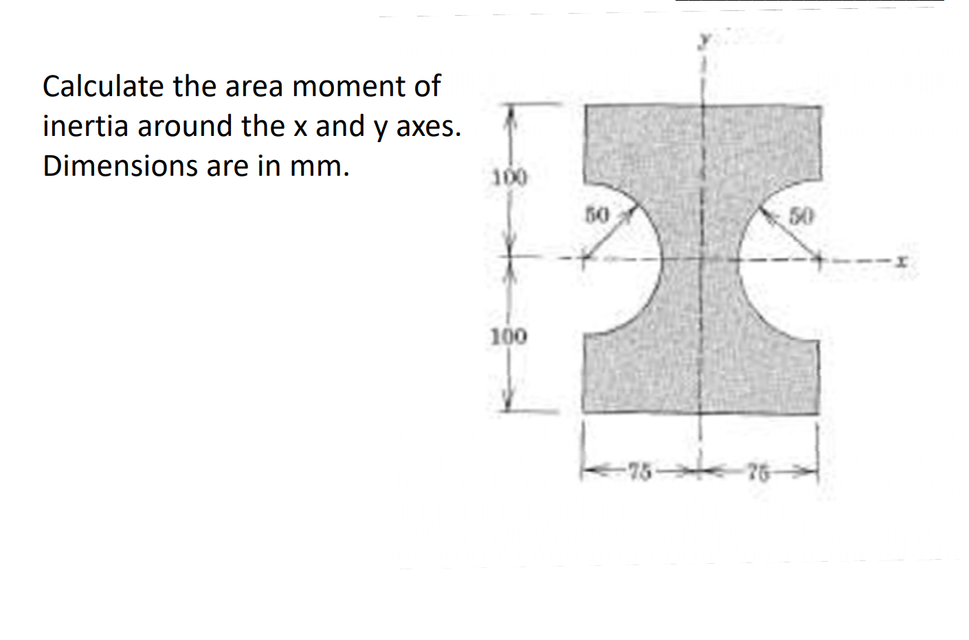calculate the area moment of inertia around the x