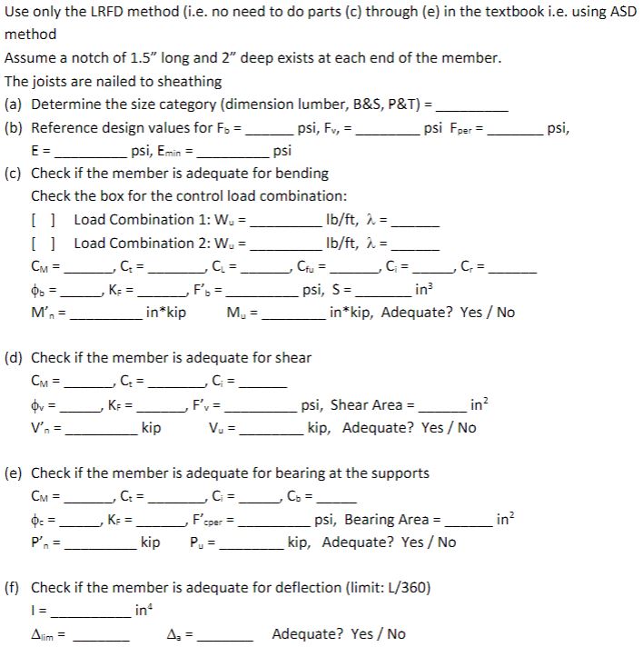 Load combination: D + Lr ( ASD ) 1 . 2 D + 1 . 6