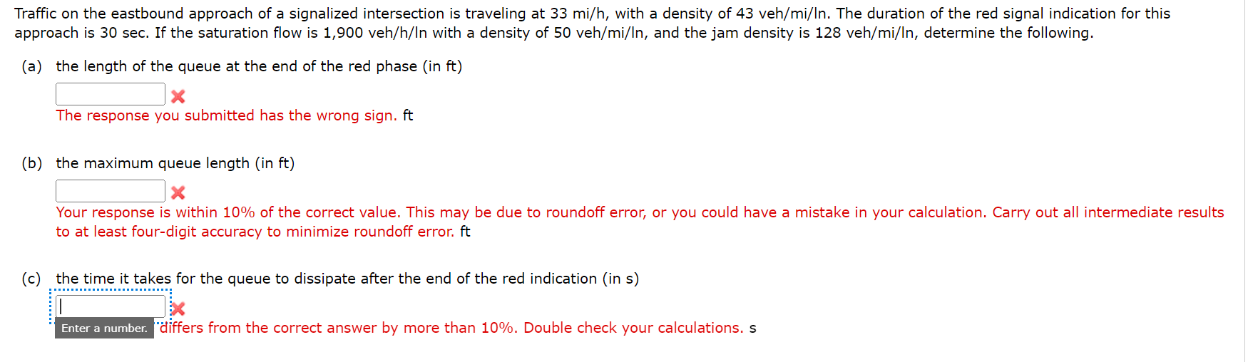 Traffic on the eastbound approach of a signalized