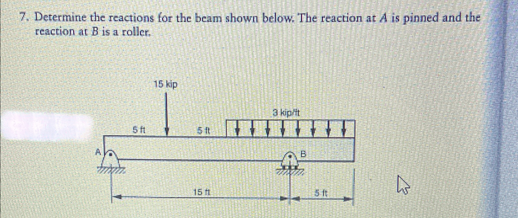 Determine the reactions for the beam shown below.