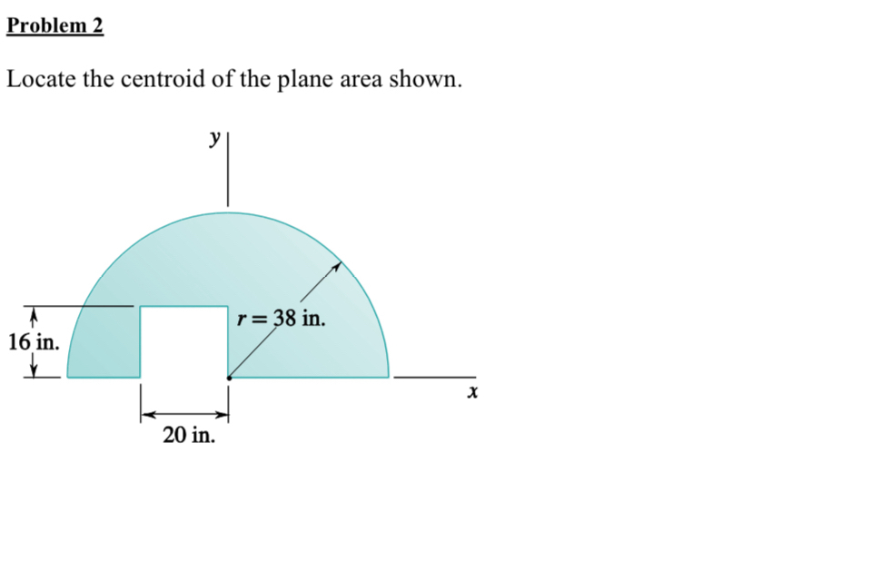 Locate the centroid of the plane area shown. Show