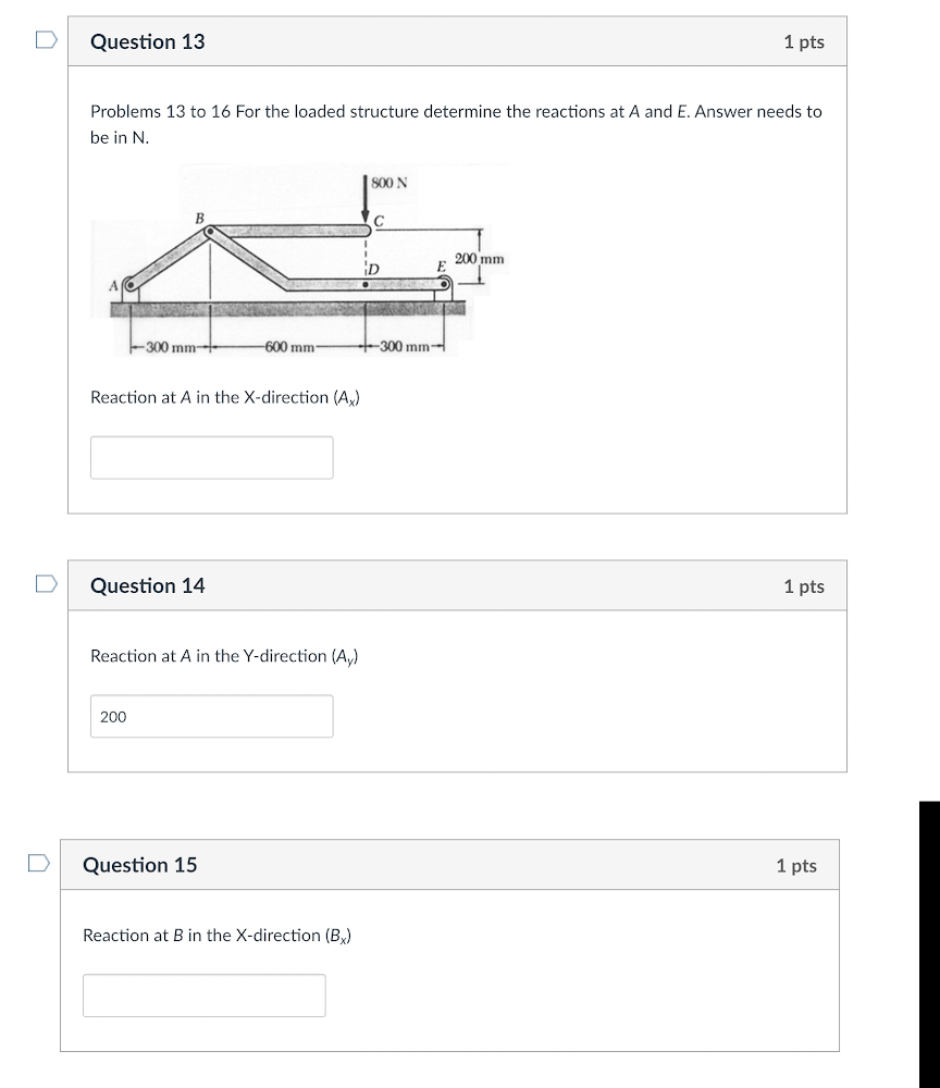 Question 1 3 1 pts Problems 1 3 to 1 6 For the