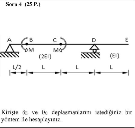 Soru 4 ( 2 5 P . ) Kiri te E ve C deplasmanlar n