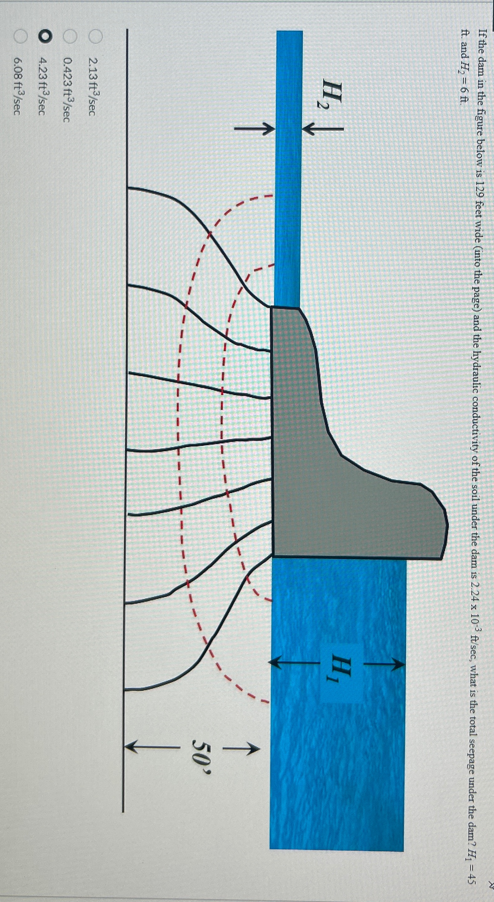 If the dam in the figure below is 1 2 9 feet wide