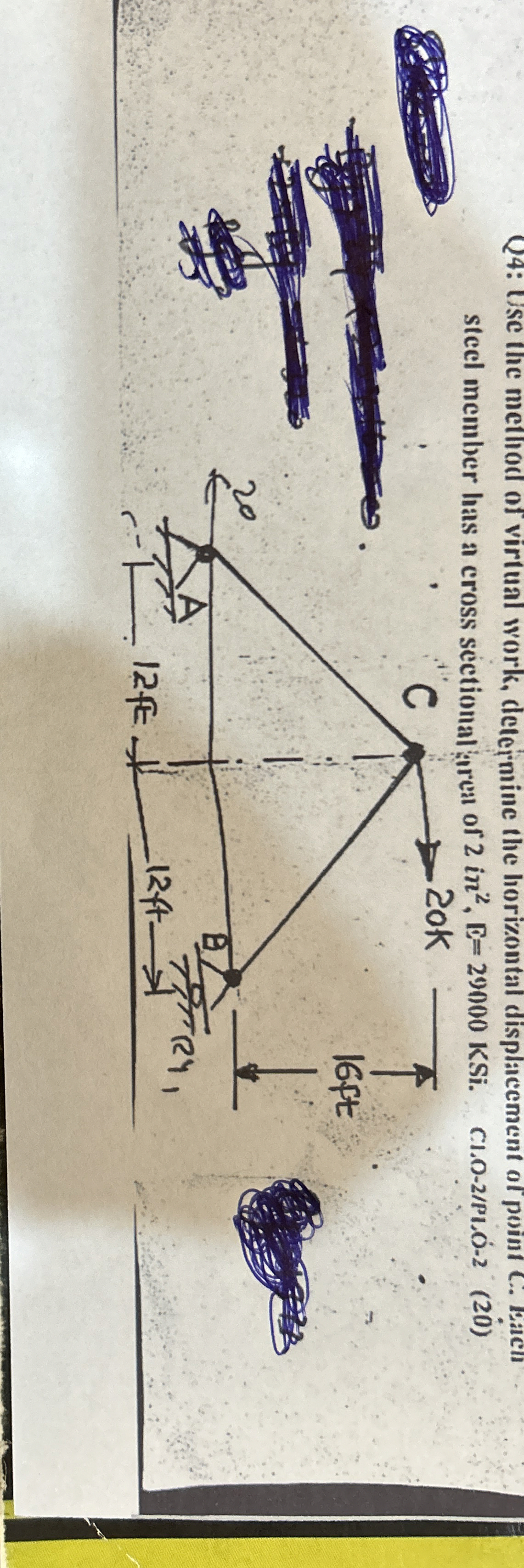 Q 4 : Use the method of virtual work, determine