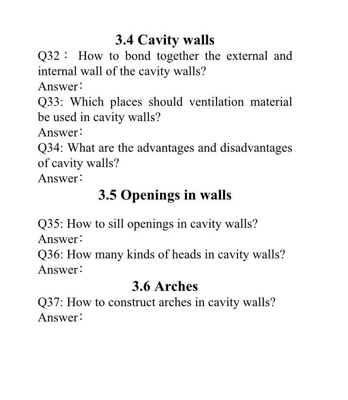 3 . 4 Cavity walls Q 3 2 How to bond together the