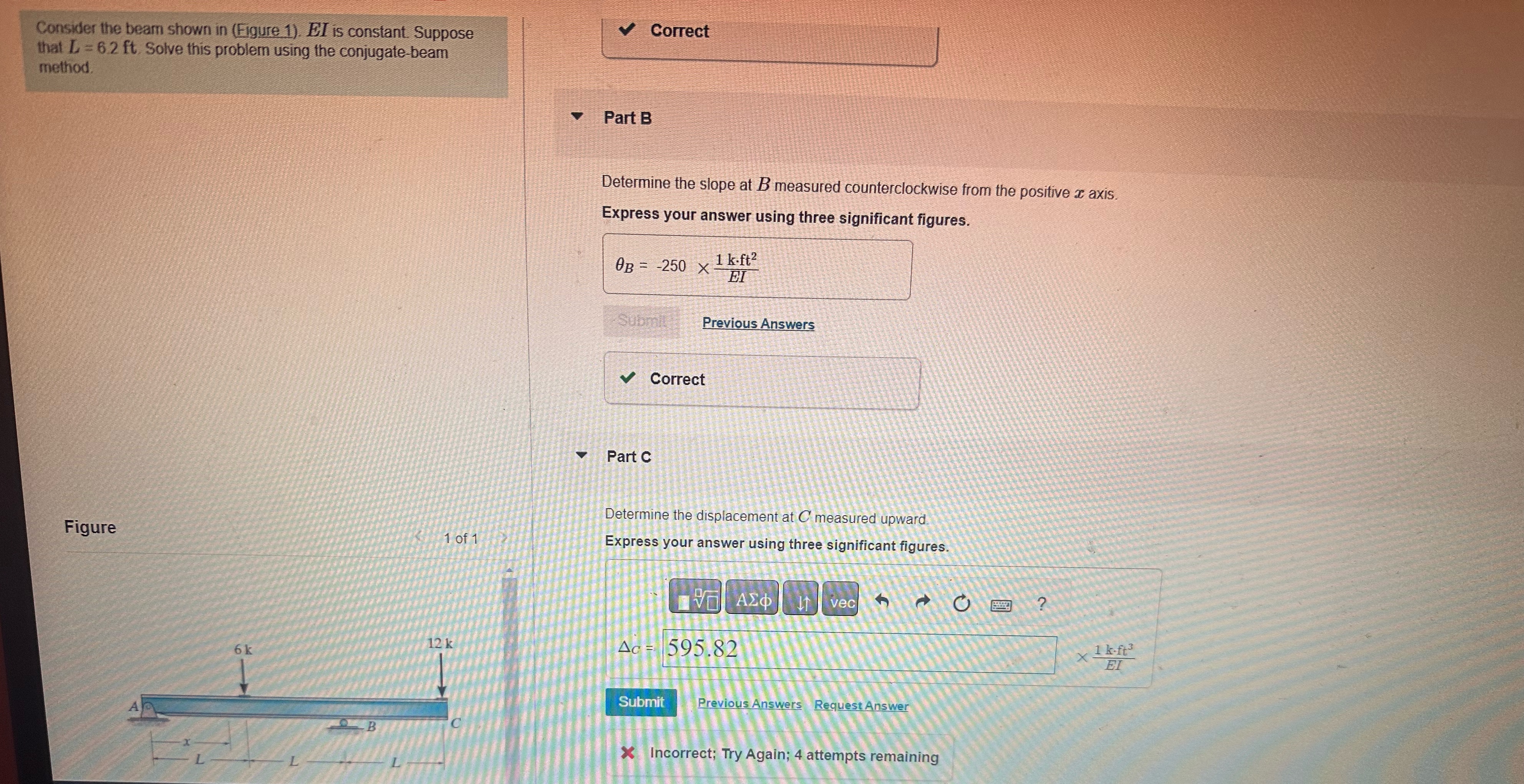 Consider the bearn shown in ( Figure 1 ) . EI is