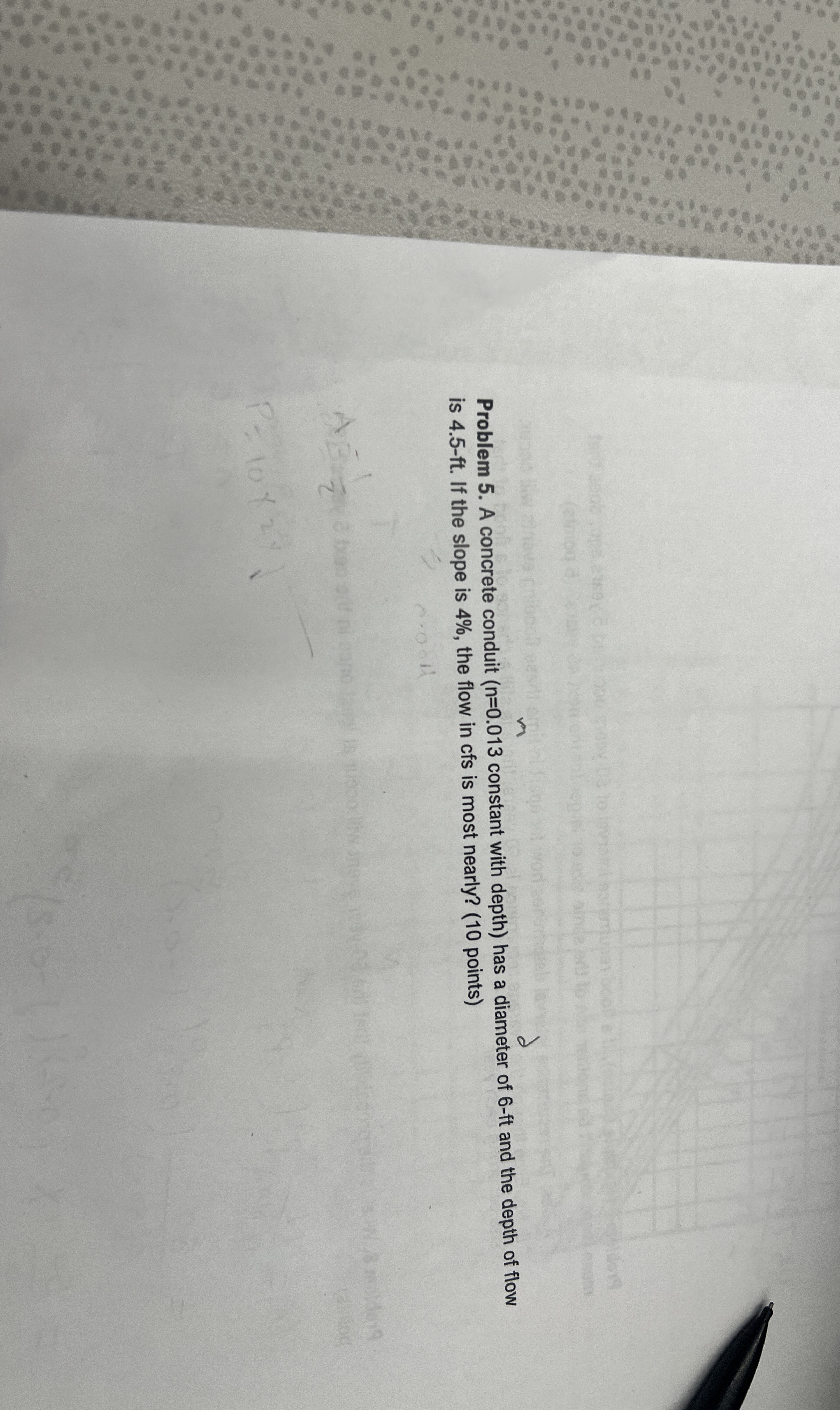 Problem 5 . A concrete conduit ( n = 0 . 0 1 3