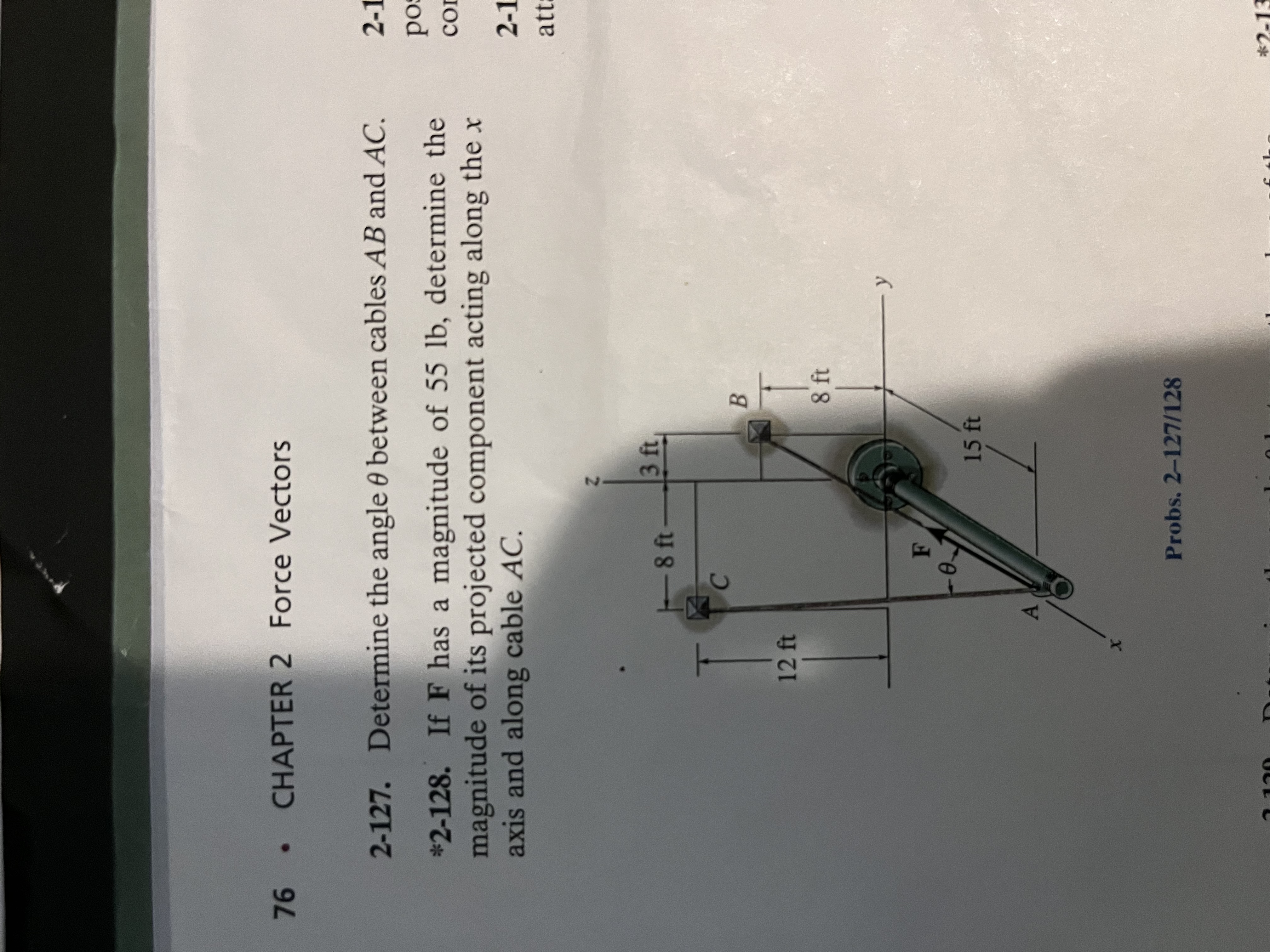 2 - 1 2 7 . Determine the angle between cables A