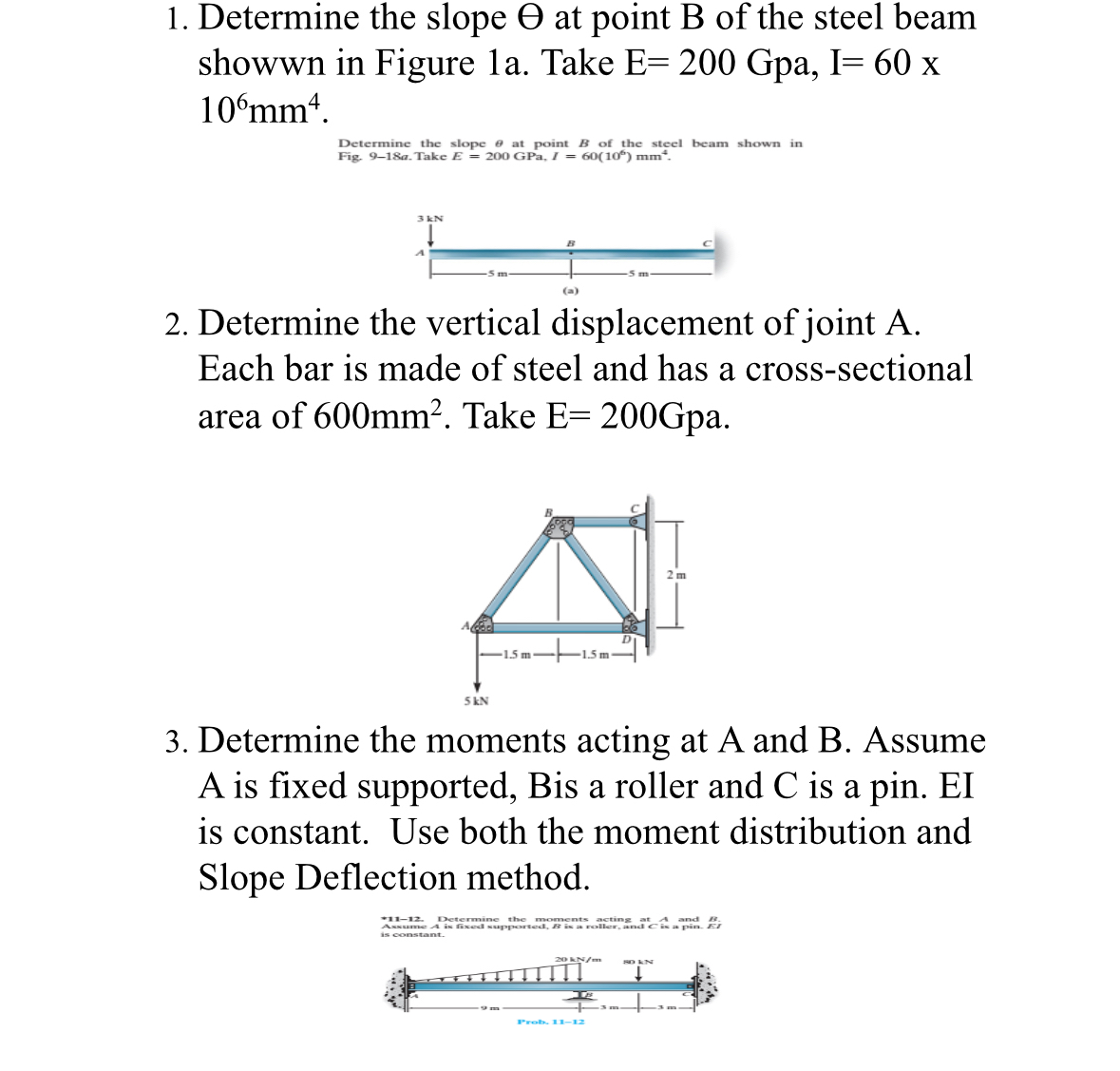Determine the slope at point B of the steel beam