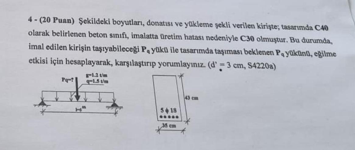 ekildeki boyutlar , donat s ve yukleme ekli
