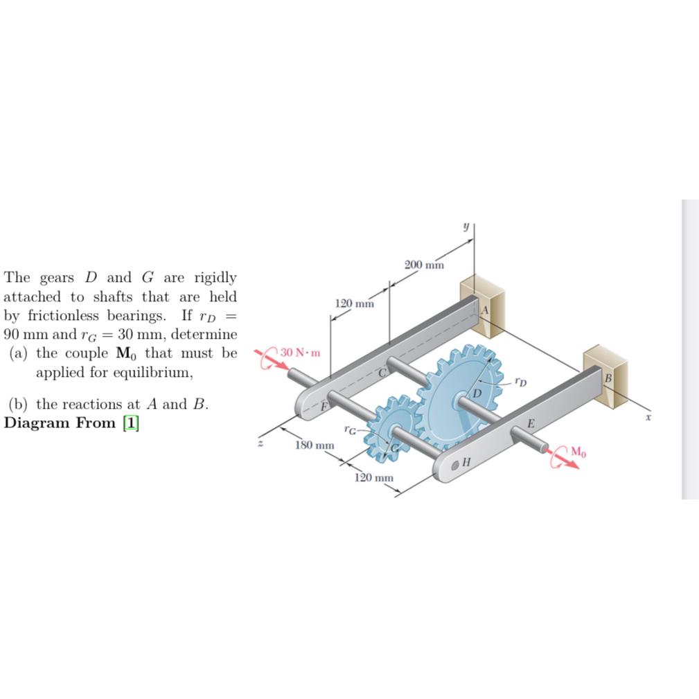 The gears D and G are rigidly attached to shafts