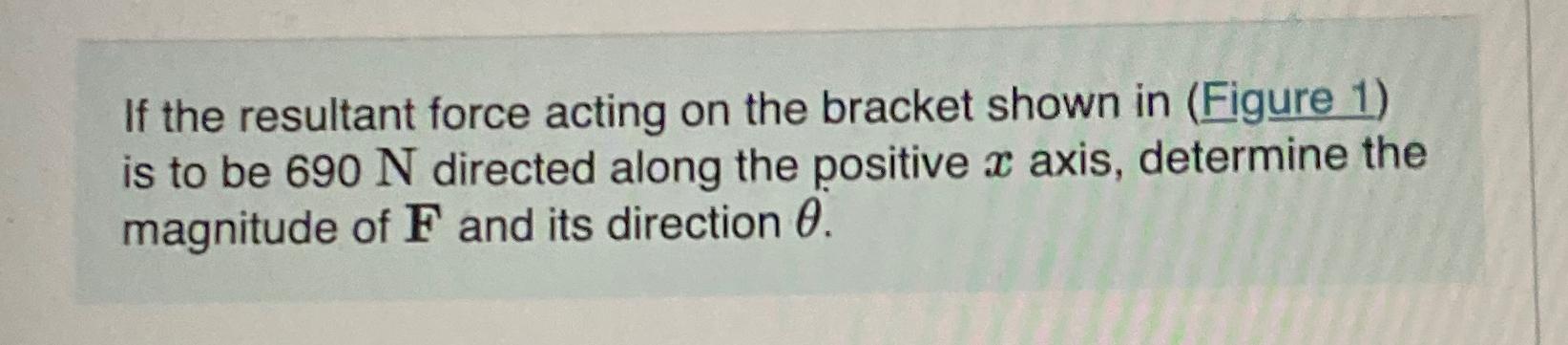 If the resultant force acting on the bracket
