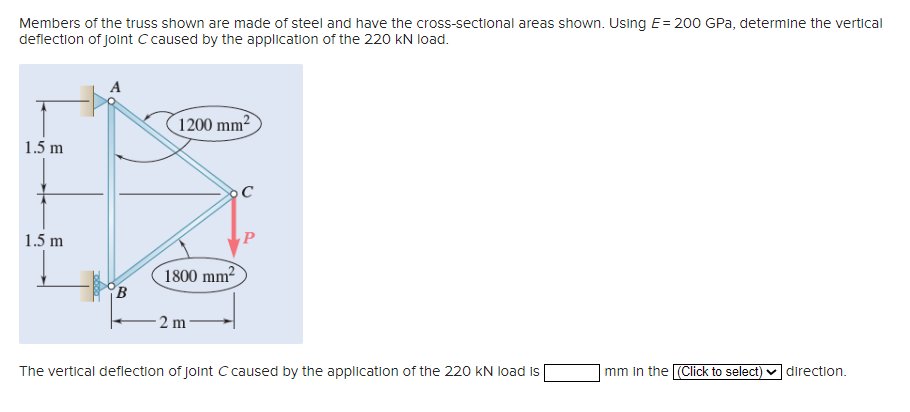 Members of the truss shown are made of steel and