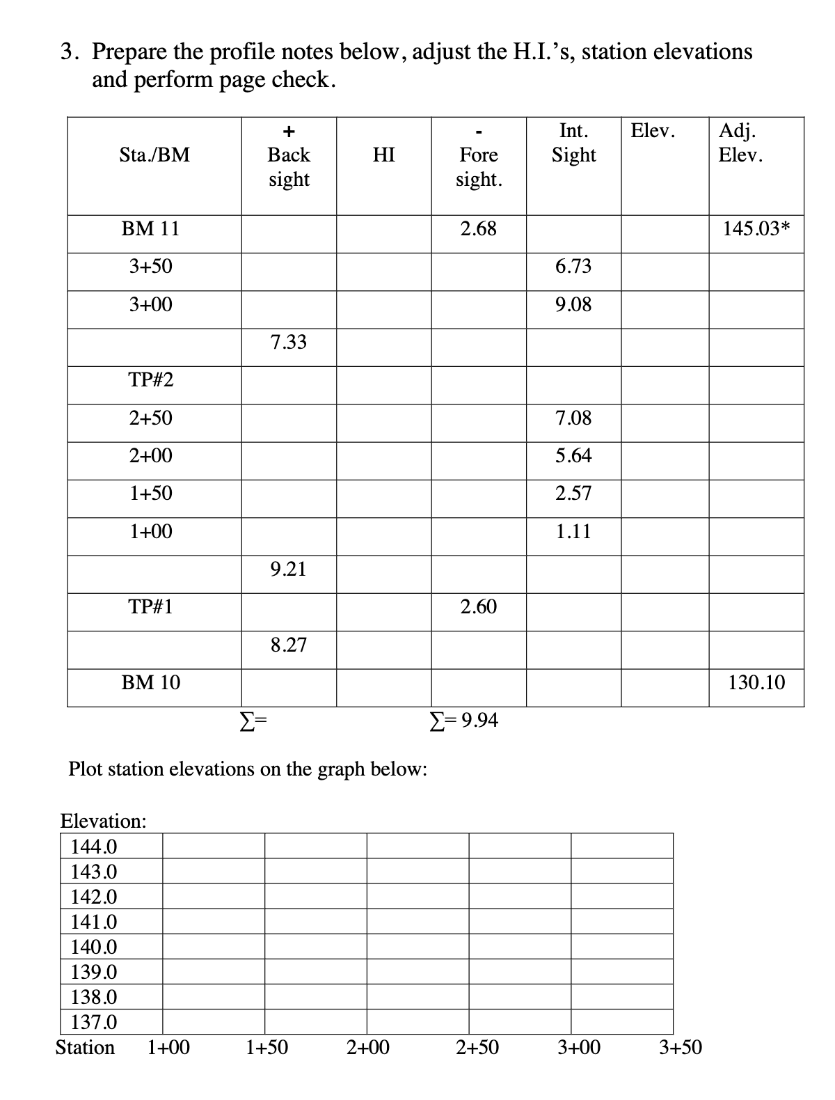 Prepare the profile notes below, adjust the H .