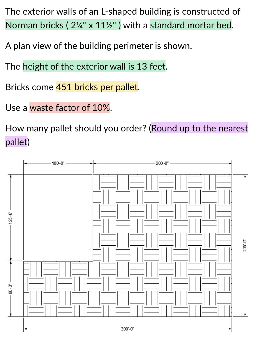 The exterior walls of an L - shaped building is