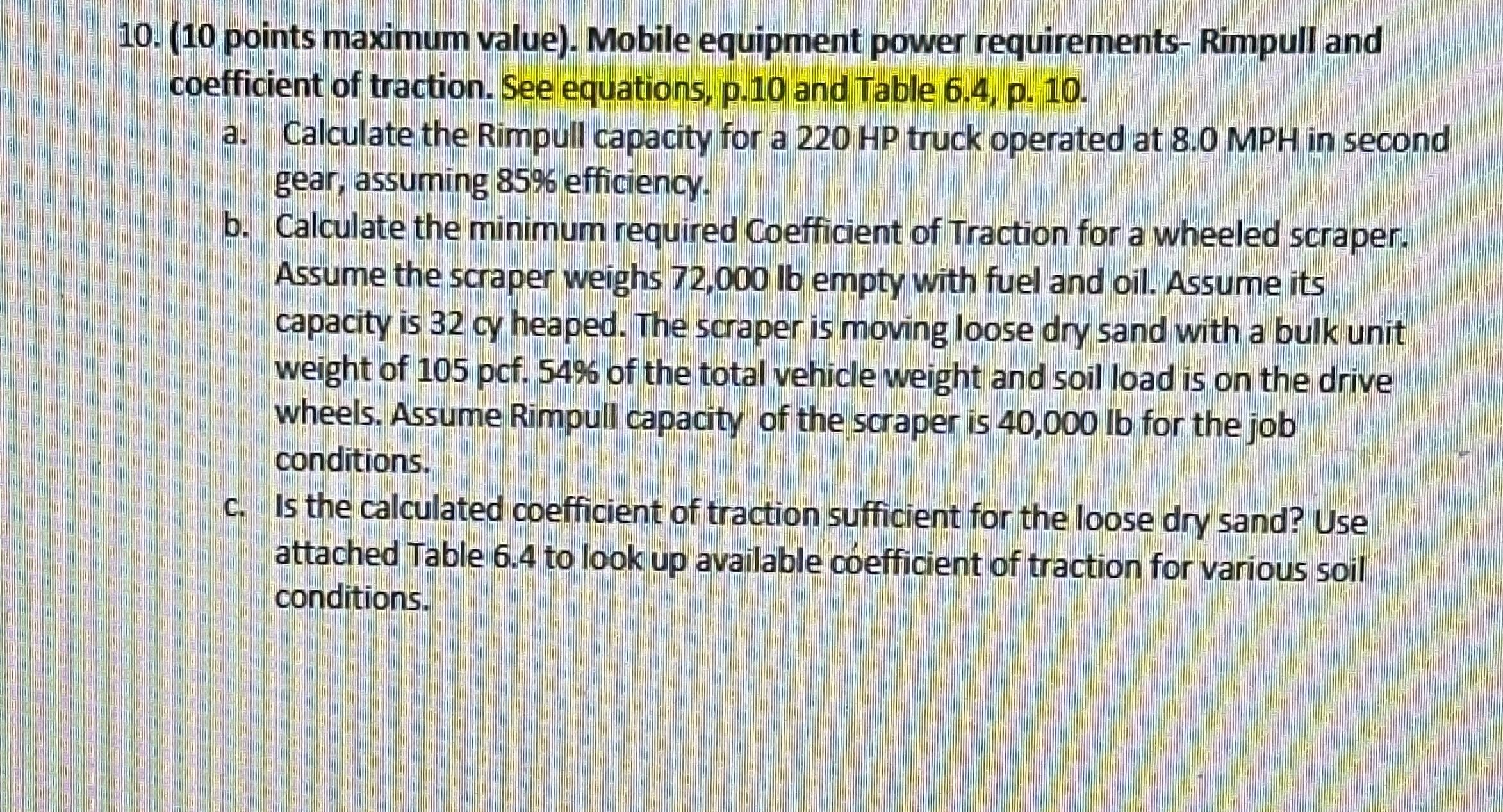 ( 1 0 points maximum value ) . Mobile equipment