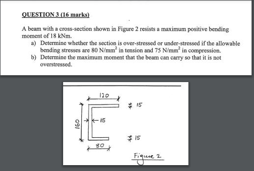 OUESTION 3 ( 1 6 marks ) A beam with a cross -