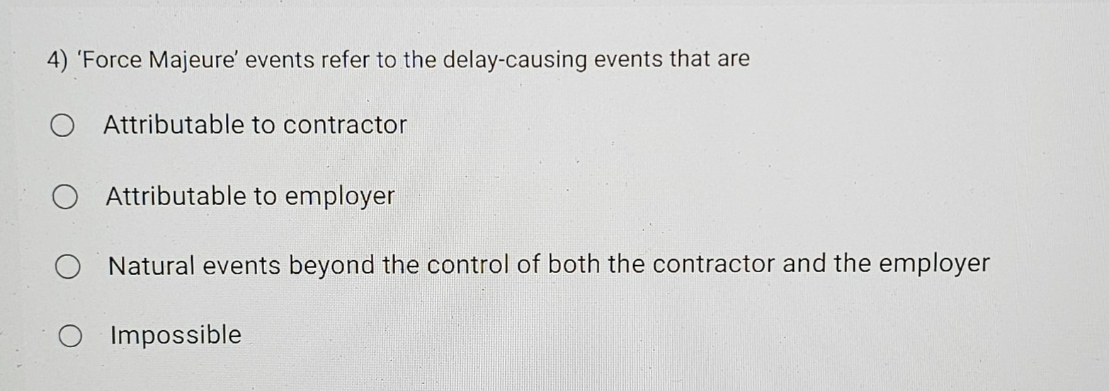 'Force Majeure' events refer to the delay -