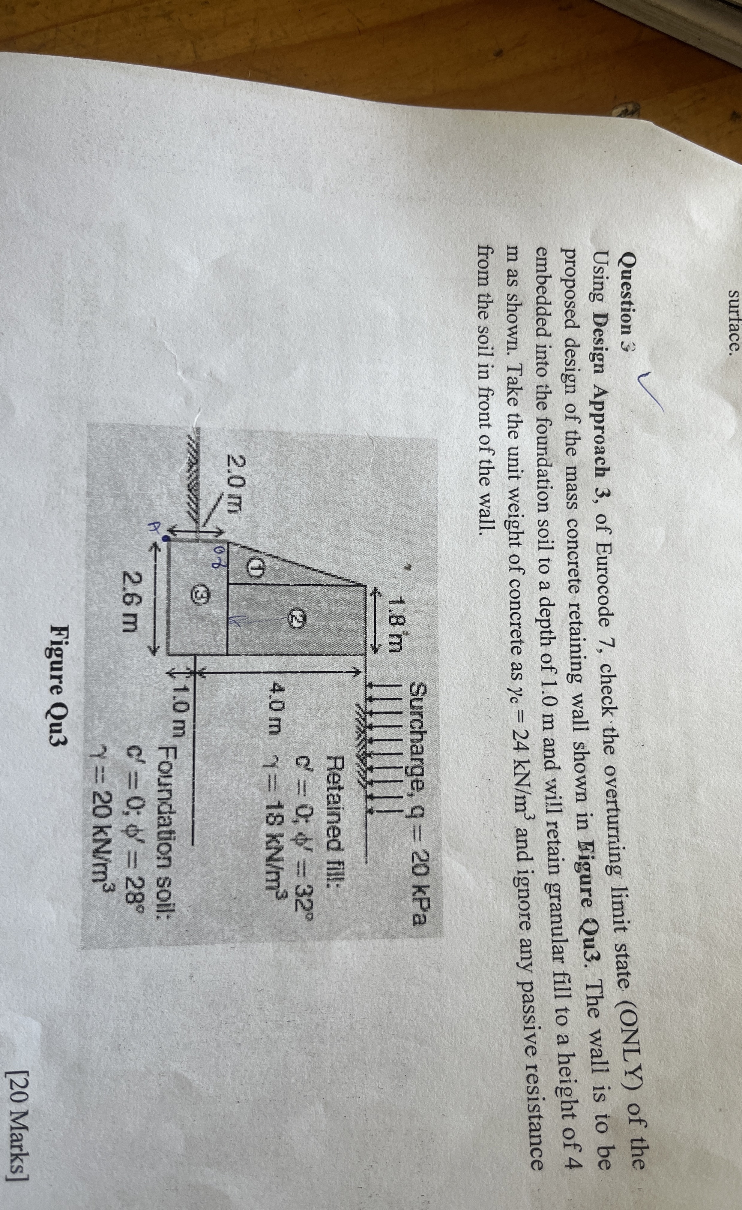 surface. Using Design Approach 3 , of Eurocode 7