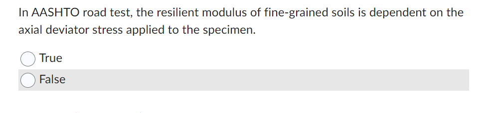 In AASHTO road test, the resilient modulus of