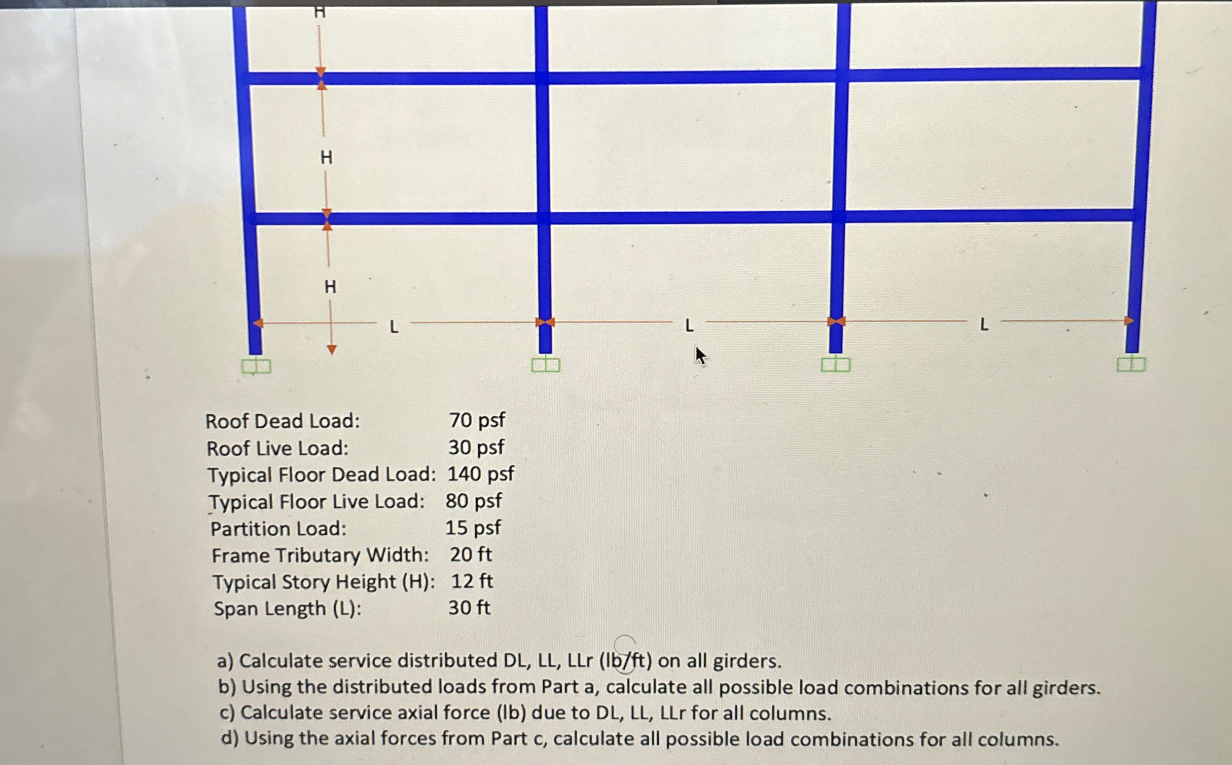 \ table [ [ Roof Dead Load:, 7 0 psf ] , [ Roof