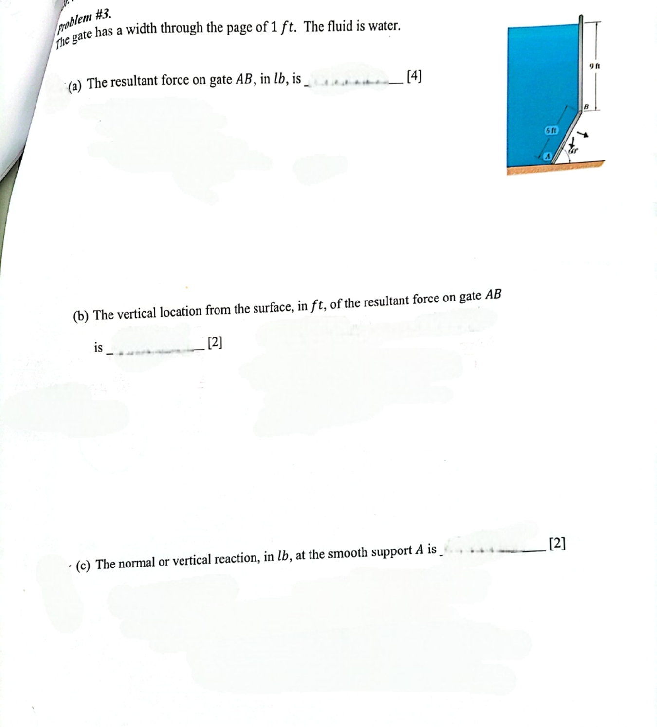 problem # 3 . the gate has a width through the