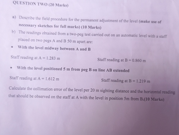 QUESTION TWO ( 2 0 Marks ) a ) Describe the field
