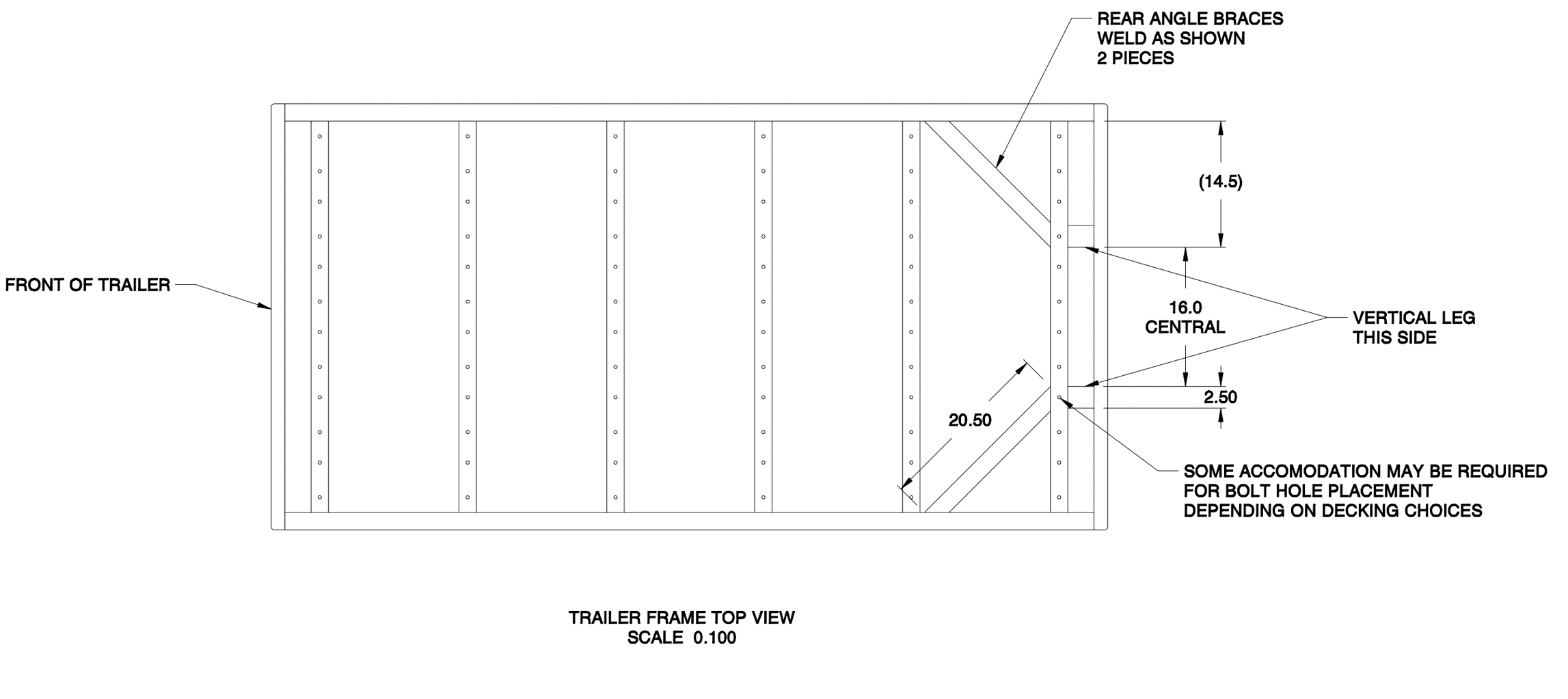 The image shows a base frame for a utility