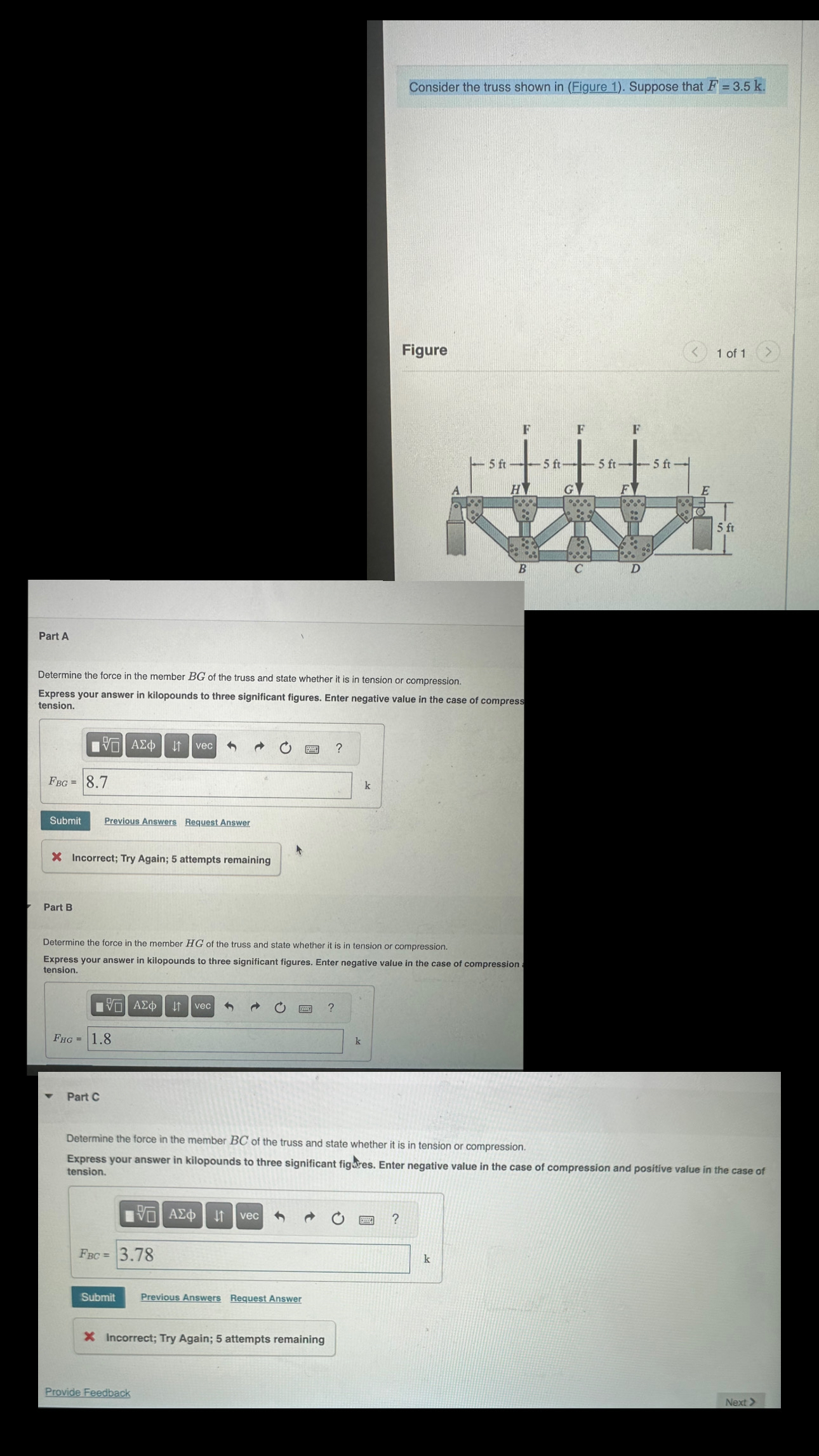 Consider the truss shown in ( Figure 1 ) .