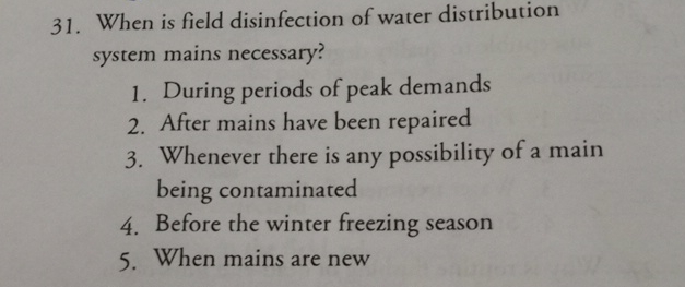 When is field disinfection of water distribution