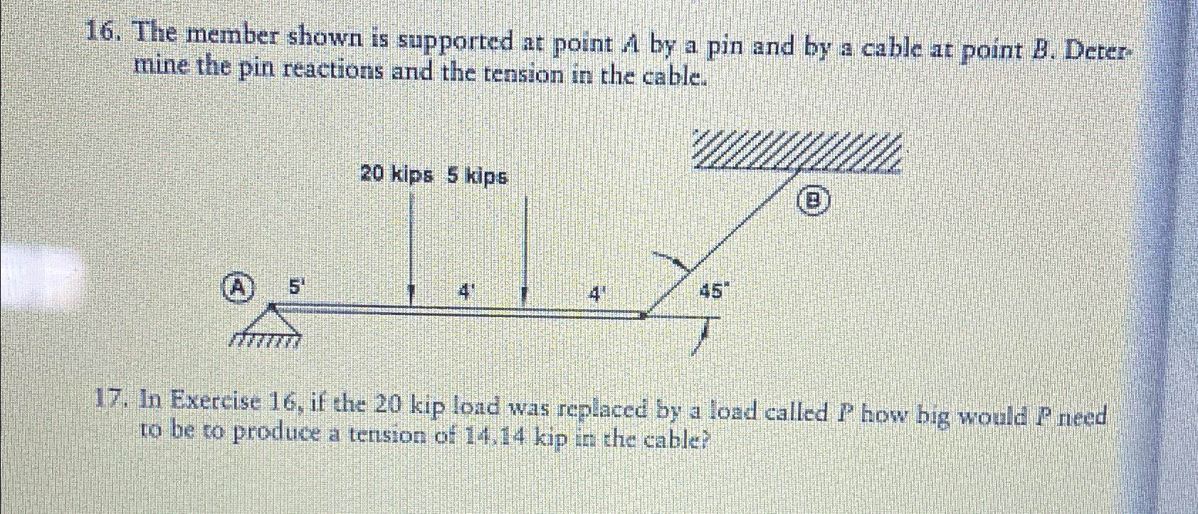 The member shown is supported at point A by a pin