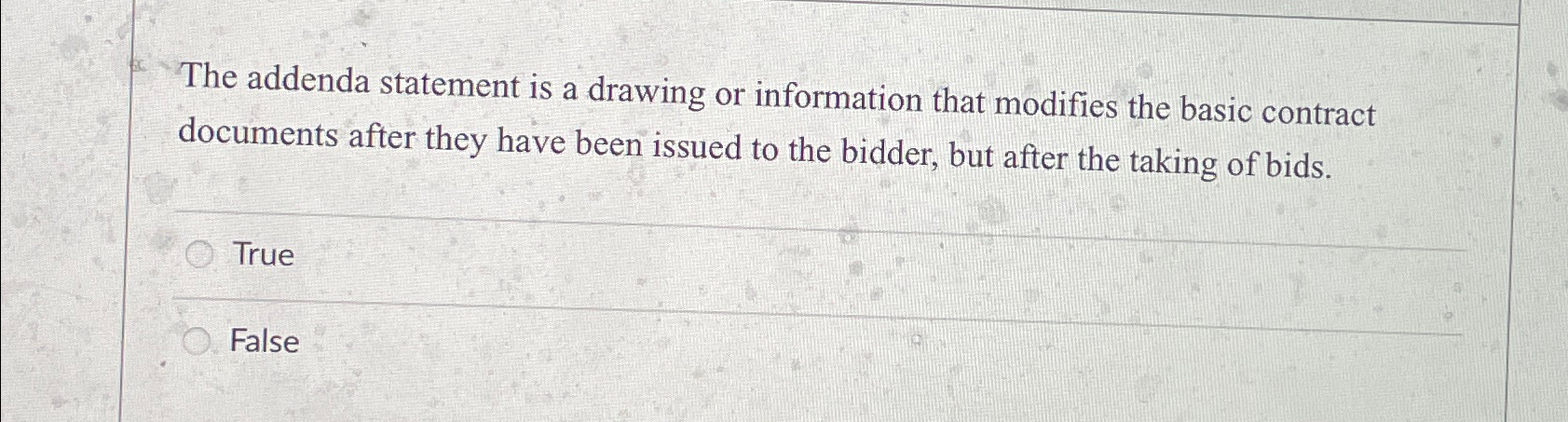 The addenda statement is a drawing or information
