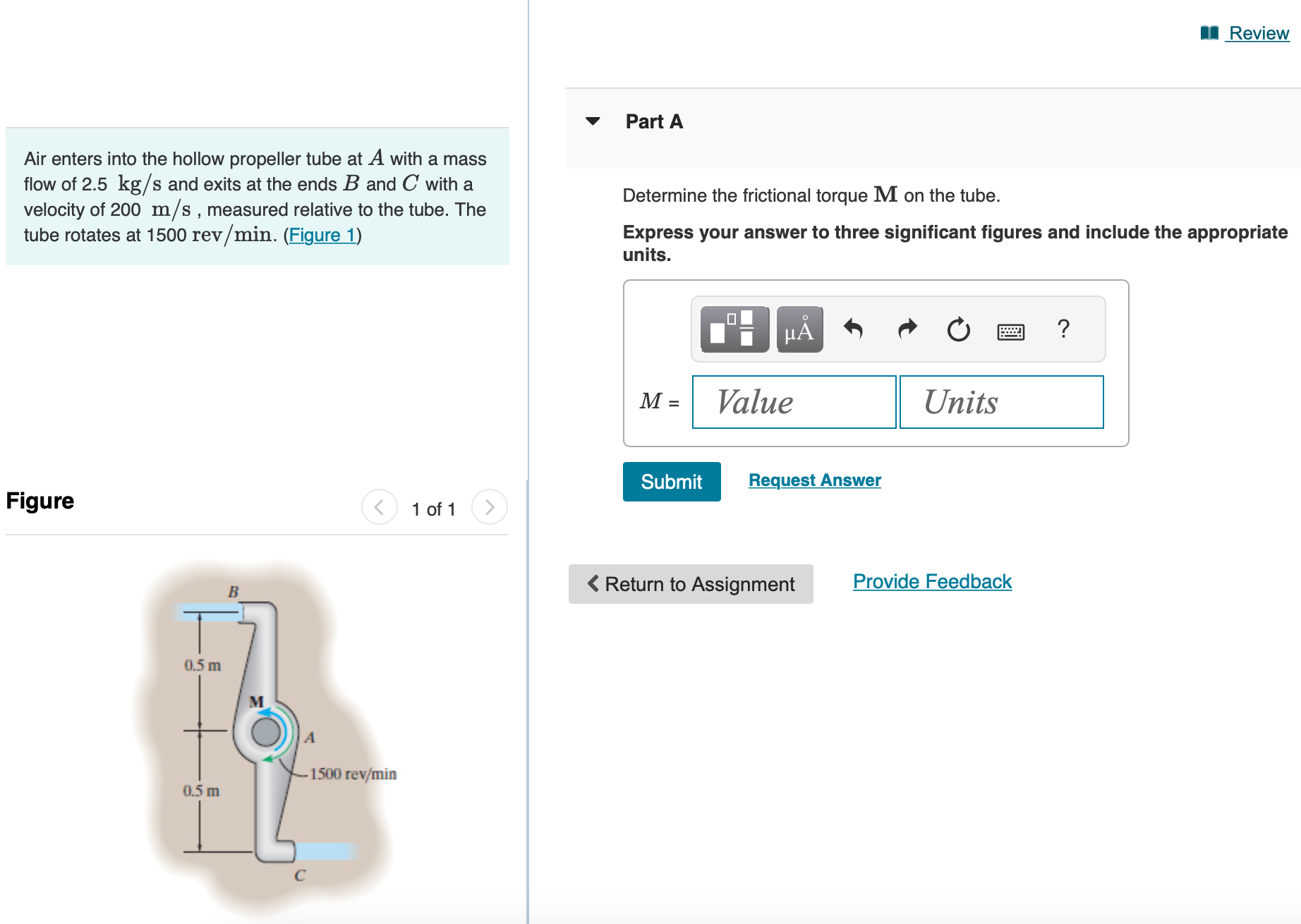 Air enters into the hollow propeller tube at A