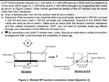 A WT 1 5 5 x 4 3 tension member and { : A 9 = 5 5