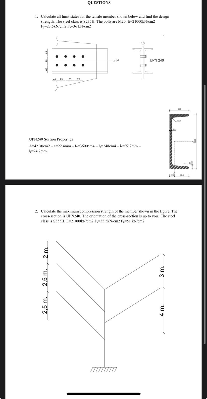 QUESTIONS Calculate all limit states for the