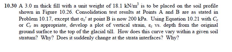 1 0 . 3 0 A 3 . 0 m thick fill with a unit weight