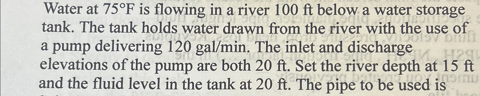 Water at 7 5 F is flowing in a river 1 0 0 f t